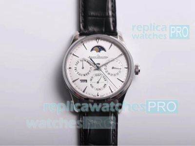 Swiss Copy Jaeger Lecoultre Master Watch SS White Moonphase Dial